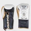 No Boxing No Life White/Black/Gold 14oz Boxing Gloves Custom Sparring Gloves