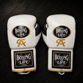 No Boxing No Life Gloves White-Black-Gold Leather Gloves for Practice