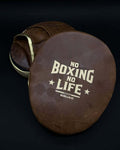 No Boxing No Life Brown Lace-Up Punching Mitts Close Up Detail