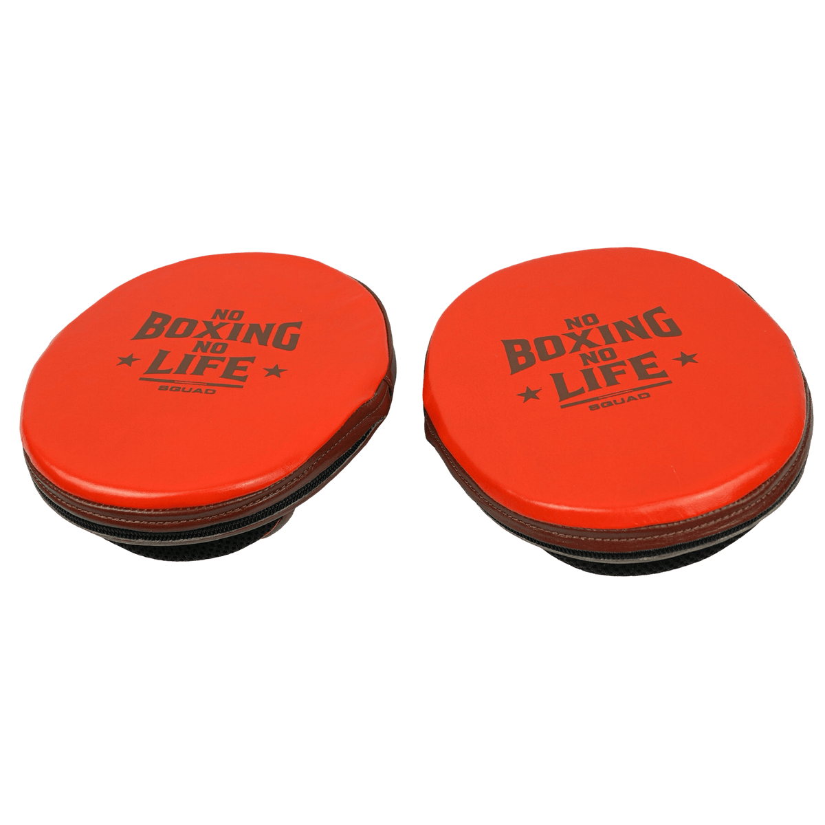 No Boxing No Life Brown/Orange Punching Mitts Premium Sparring Mitts