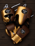No Boxing No Life Gold/Brown Boxing Set Fitness Training Gloves Headguard