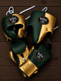 No Boxing No Life Boxing Gloves Set Green/Gold Heavy Duty Training Collection