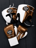 No Boxing No Life White/Brown Boxing Set Lace-Up Gloves Training Bundle