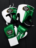No Boxing No Life Boxing Set White/Green Gym Training Gloves Headguard