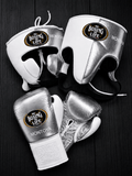 No Boxing No Life Boxing Set Silver/White 14oz Gloves with Headguard Training Kit