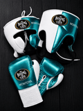 No Boxing No Life Boxing Gloves Set Teal/White Heavy Duty Training Collection