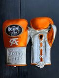 No Boxing No Life Orange/Silver Boxing Gloves Custom Fit Gym Training