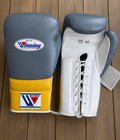 Winning Grey/Yellow/White 14oz Boxing Gloves Custom Sparring Gloves