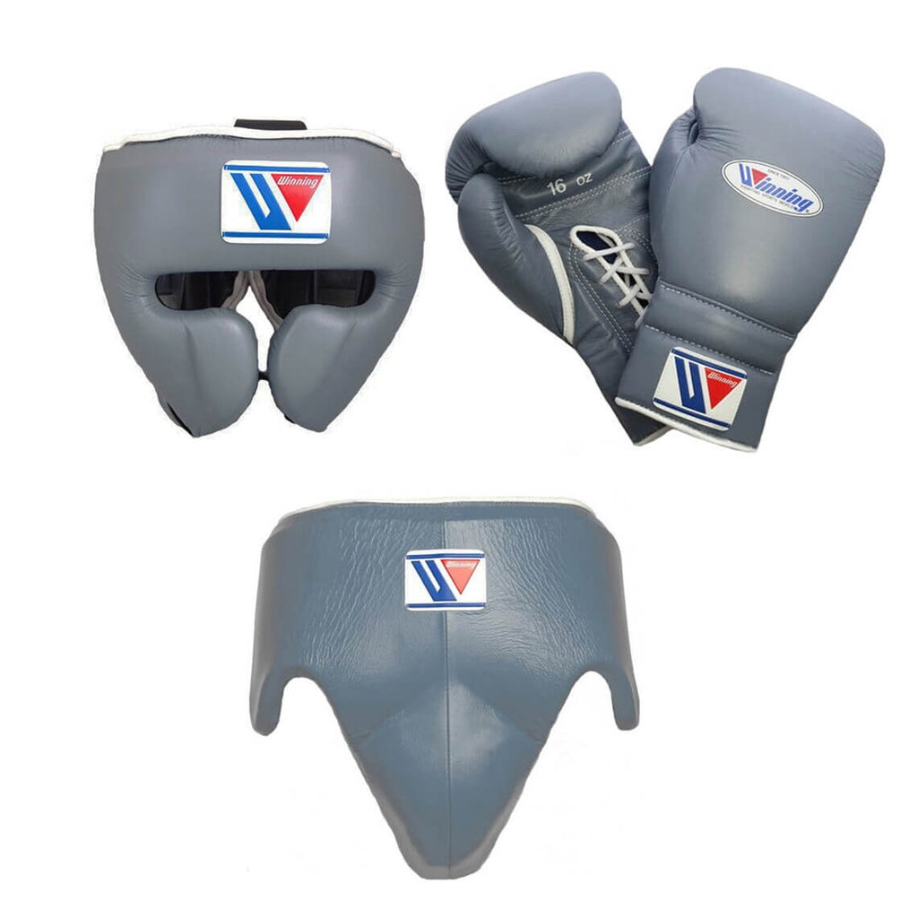 Winning Leather Boxing Set Grey Gym Training Kit