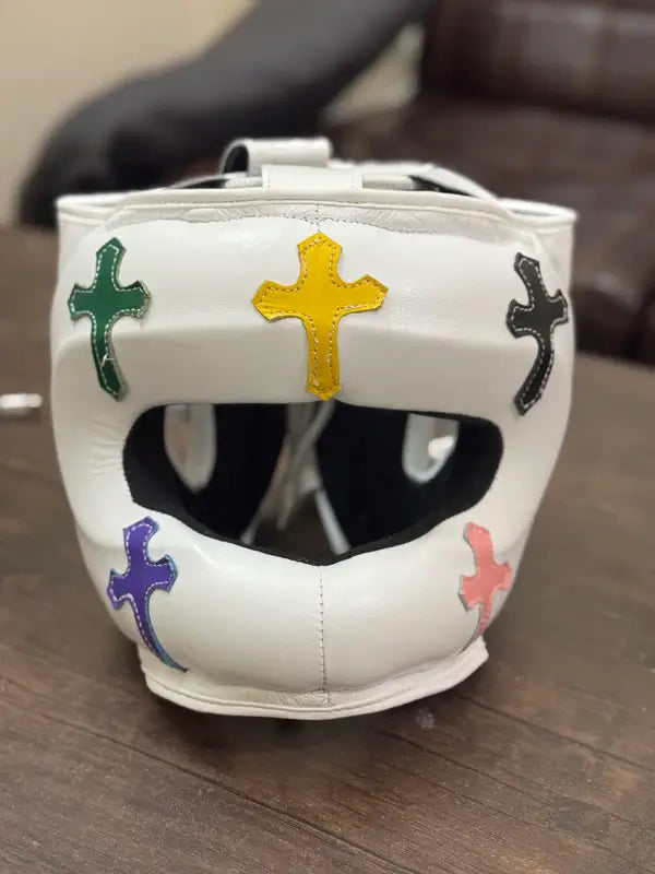 Winning Boxing Set White Headguard View