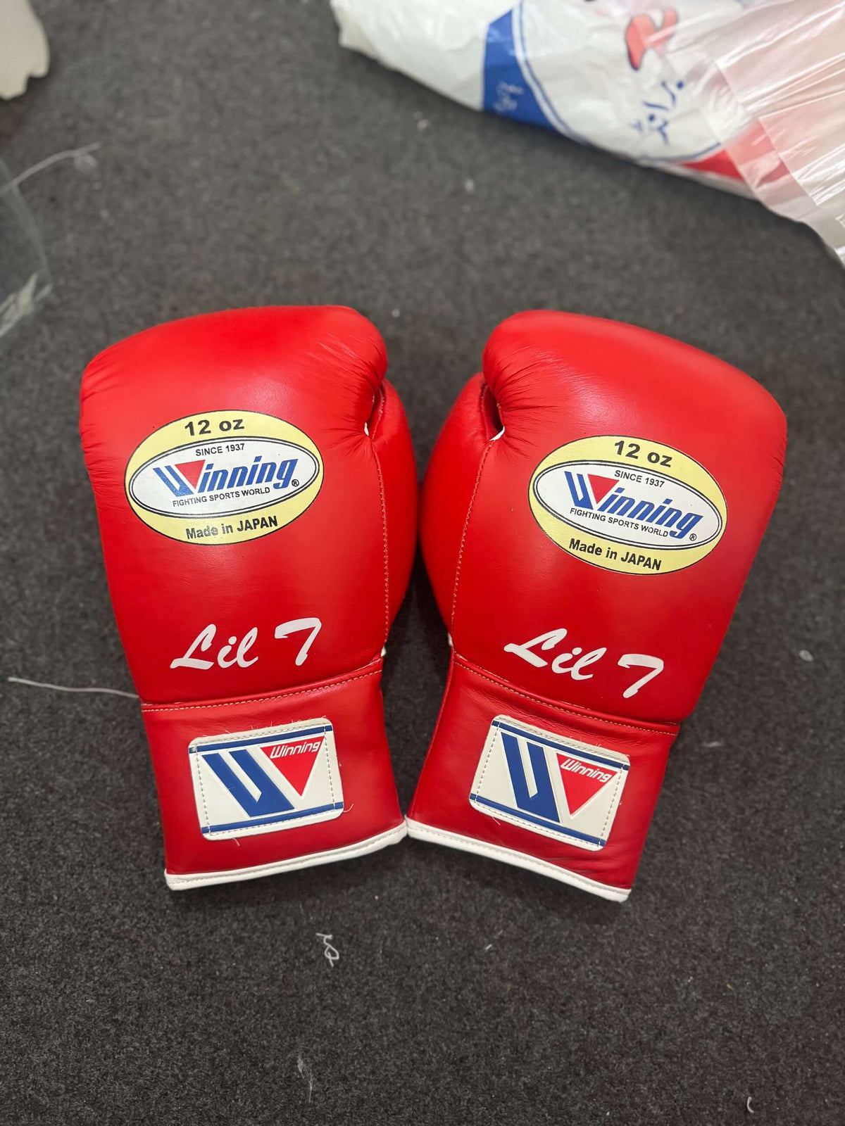 Winning Red Boxing Set Lace-Up Gloves View