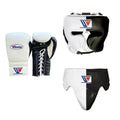 Winning Leather Boxing Set White/Black Gym Training Kit