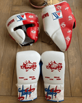 Winning White/Red Boxing Set 14oz Gloves Full Gear Pack