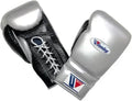Winning Boxing Gloves Silver/Black on Hands Training Action Shot