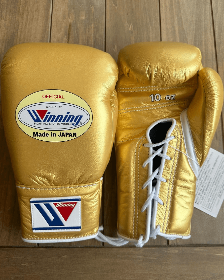 Winning Gold Leather Boxing Gloves Heavy Duty Training Pair