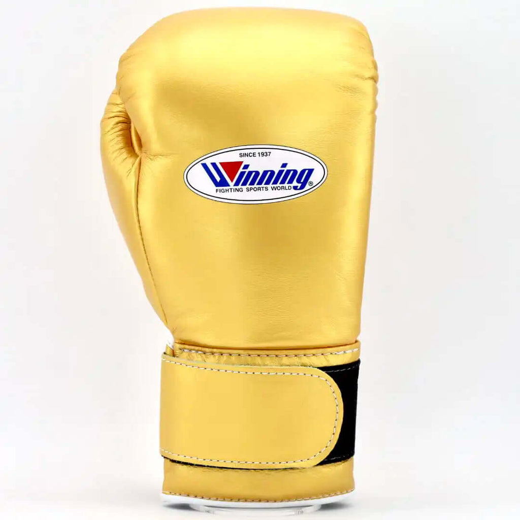 Winning Gold Full View Leather Boxing Gloves Back View