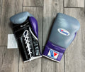 Winning Boxing Gloves Grey/Purple/Black on Hands Training Action Shot