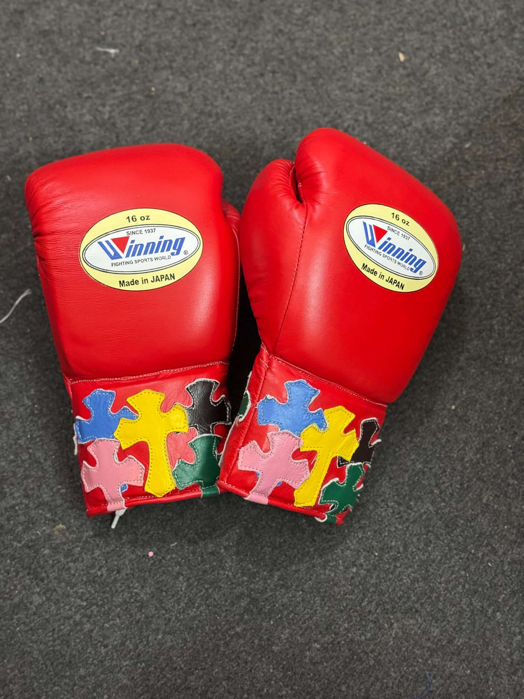Winning Red Boxing Gloves Premium Gym Training Pair Back View