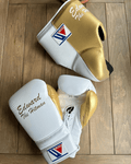 Winning White/Gold Red Full Boxing Set Gloves Headguard Groin Guard