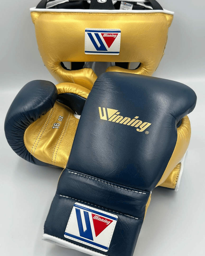 Winning Dark-Blue/Gold Boxing Set 14oz Gloves Full Gear Pack