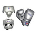 Winning Silver Full Boxing Set Gloves Headguard Groin Guard