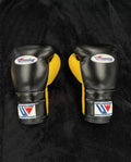 Winning Boxing Gloves Black/Yellow Lace Up Leather Gloves for Training