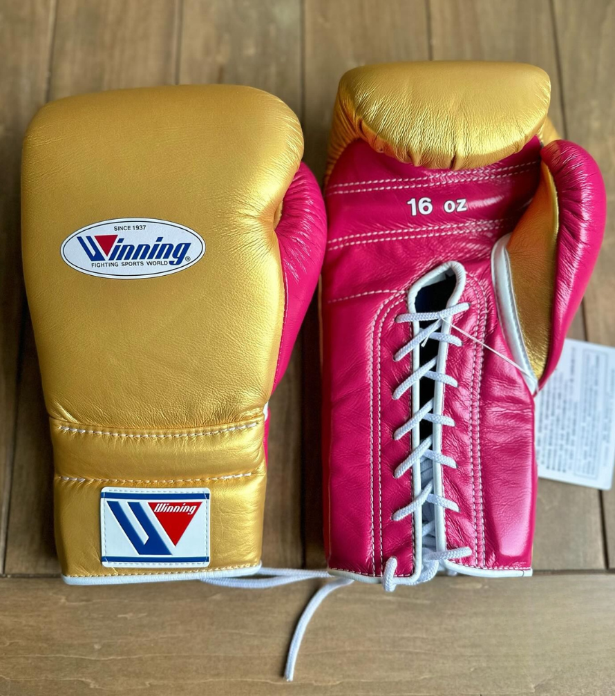 Winning Gold/Pink Boxing Gloves 14oz Premium Training Gloves