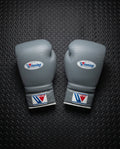 Winning Boxing Gloves Grey Padded Leather Gloves for Heavy Bag Work
