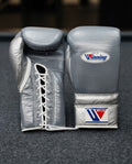 Winning Boxing Gloves Grey/Silver Padded Leather Gloves for Muay Thai
