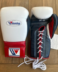 Winning Boxing Gloves White/Dark-Blue/Red 14oz Leather Training Gloves