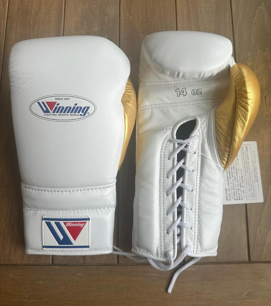 Winning White/Gold Boxing Gloves Sparring Training Gloves