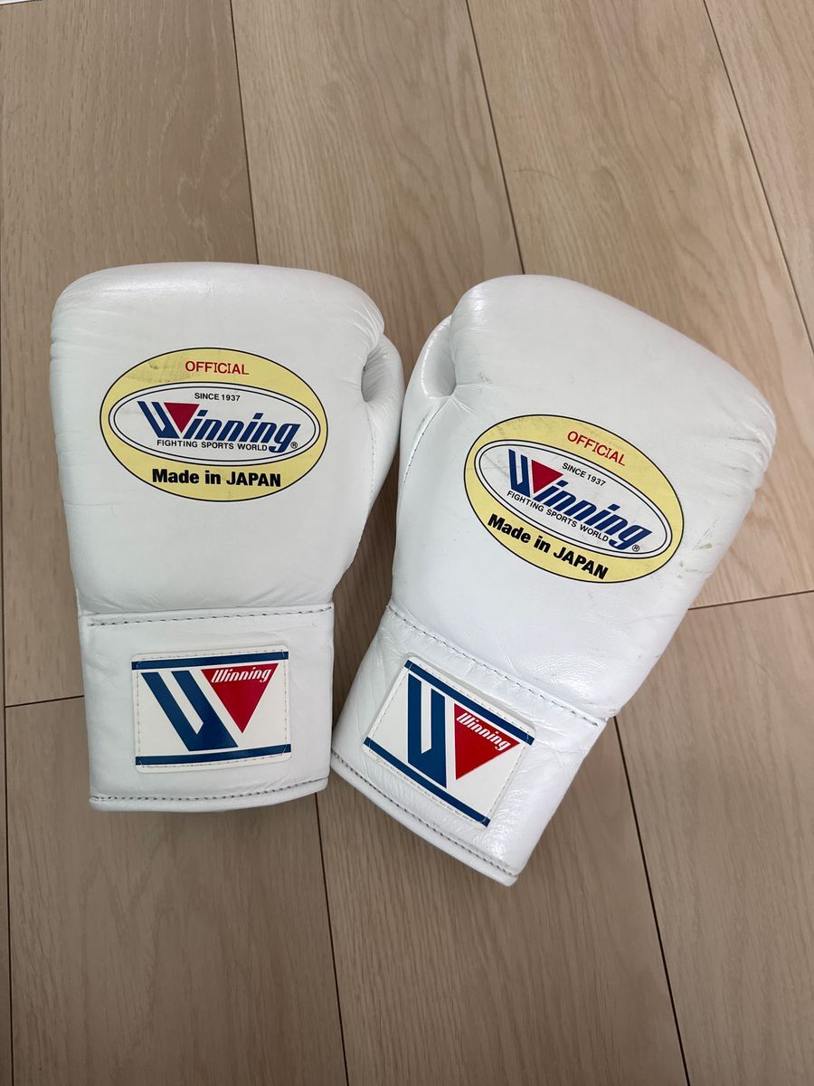 Winning White/Pink Leather Boxing Gloves Classic Design Pair ack View