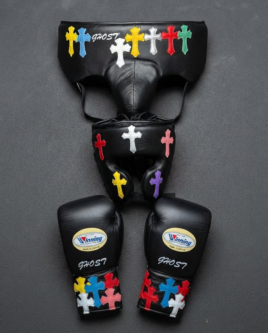 Winning Boxing Sets Black Leather Set for Muay Thai Practice