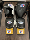 Winning Boxing Sets Black/White/Yellow Padded Gloves and Mitts for Daily Training