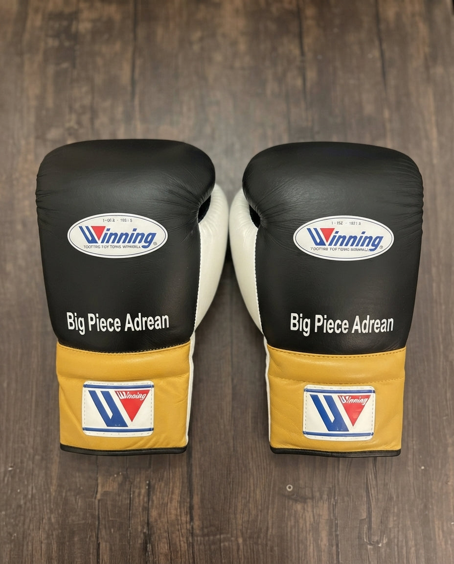 Winning Boxing Sets Black/White/Yellow  Padded Gloves