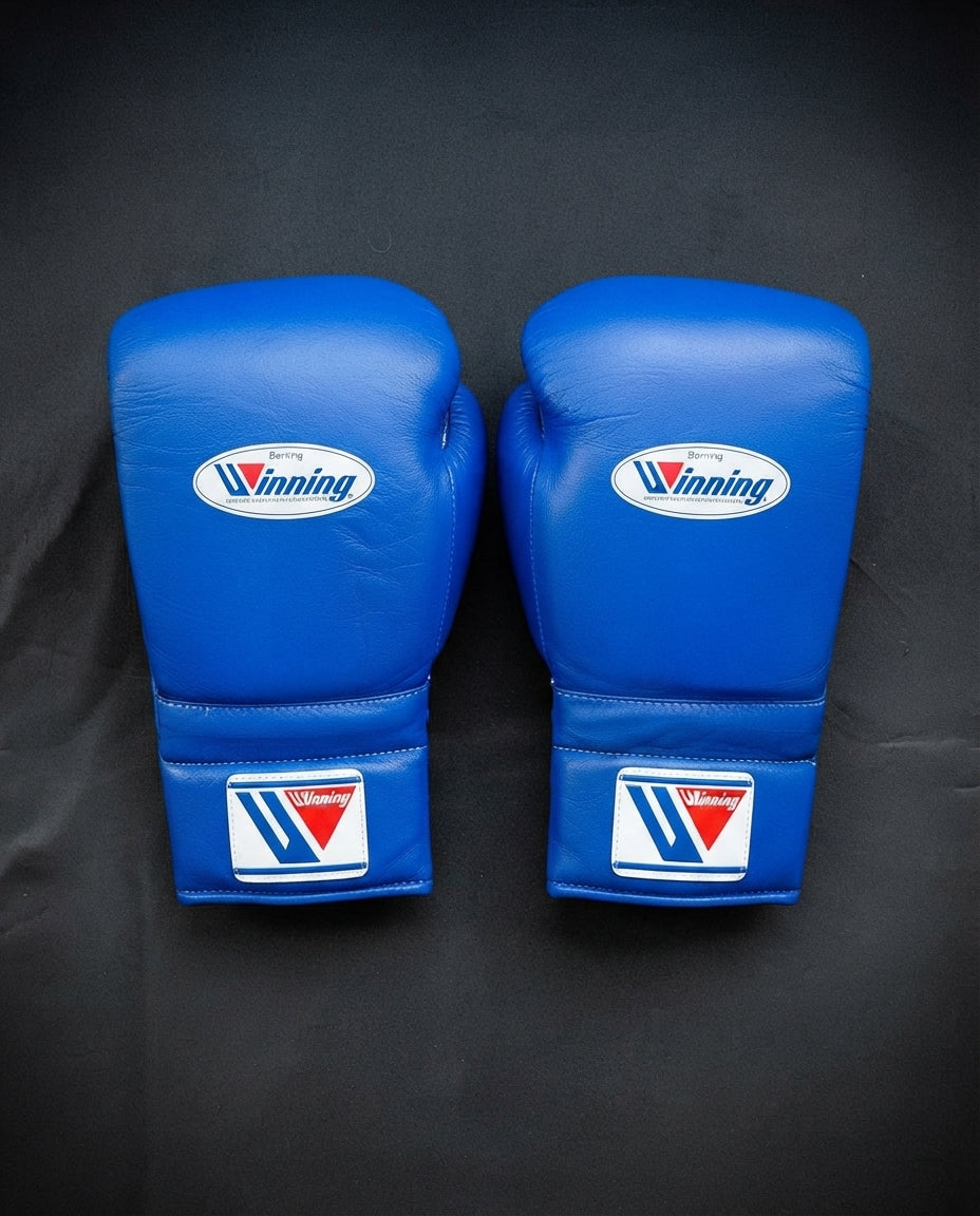 Winning Boxing Sets Blue Leather Training Set Gloves