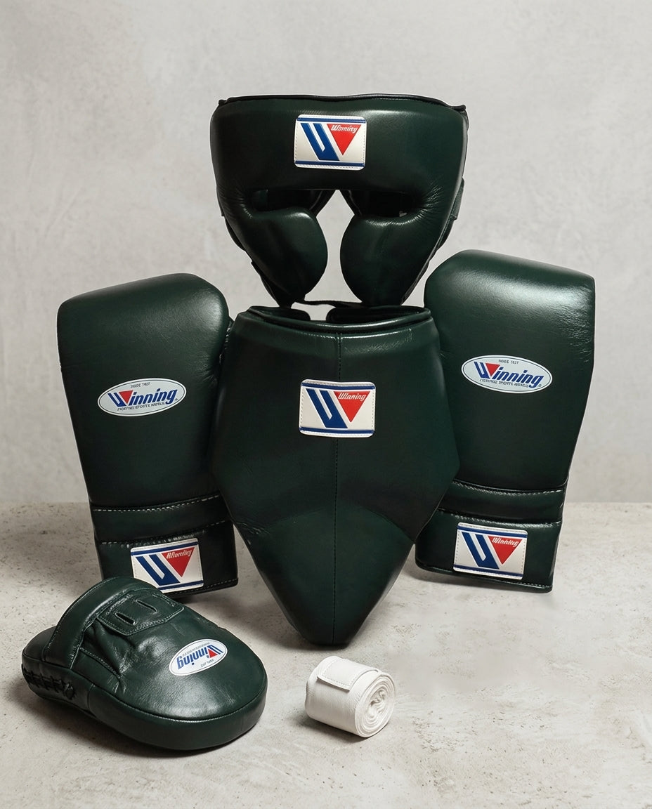 Winning Boxing Sets Dark-Green Leather Training Set for Intense Sessions