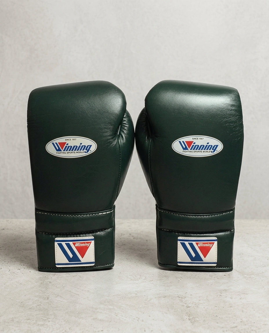 Winning Boxing Sets Dark-Green Leather Training Set Gloves
