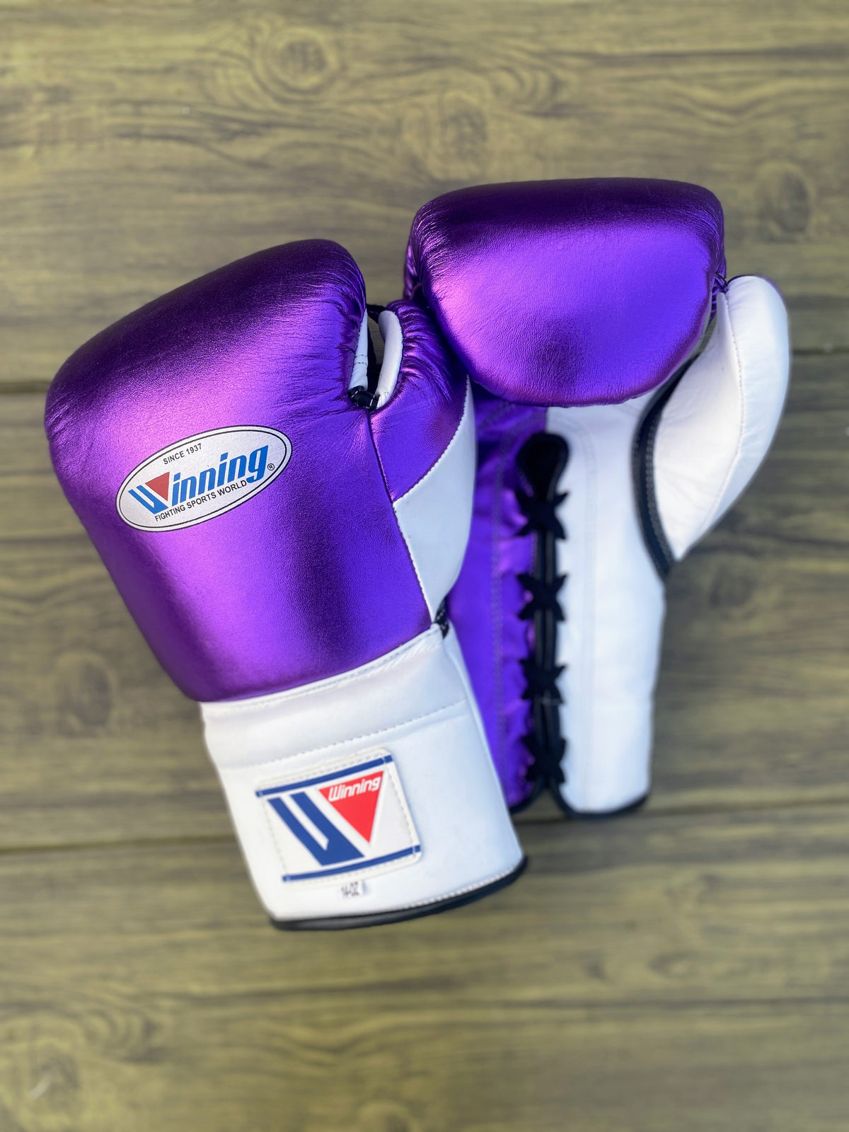 Winning White/Purple Boxing Set Fitness Training Gloves View