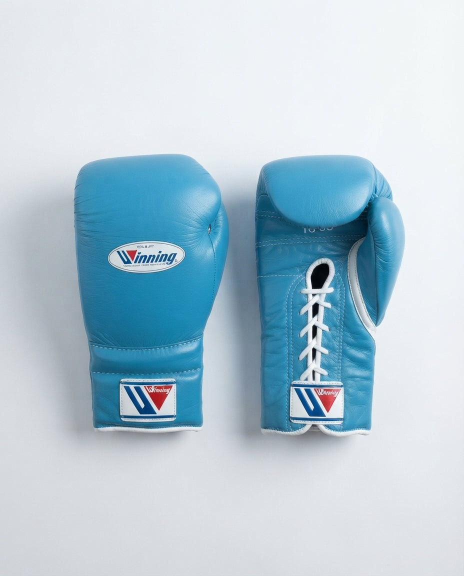 Winning Boxing Sets Sky-Blue Leather Boxing Set for Heavy Bag Work