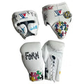 Winning Boxing Set White Gym Training Gloves Headguard