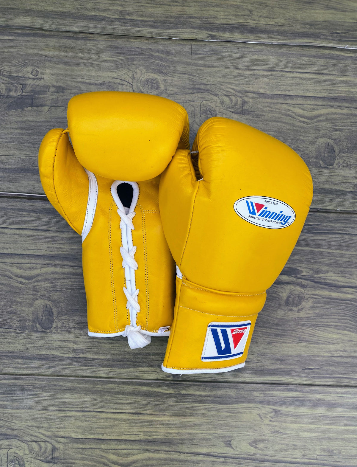 Winning Leather Boxing Set Yellow Gym Training Kit