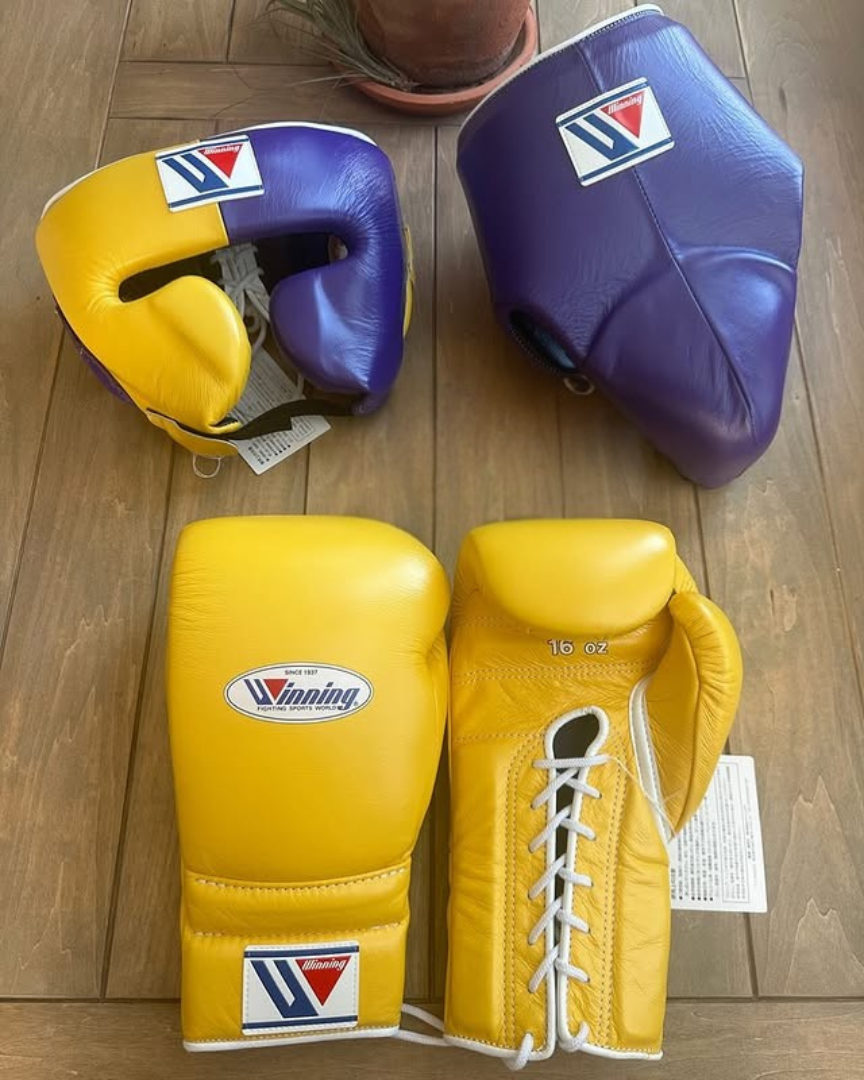 Winning Boxing Gloves Set Yellow/Purple Great Value Training Pack