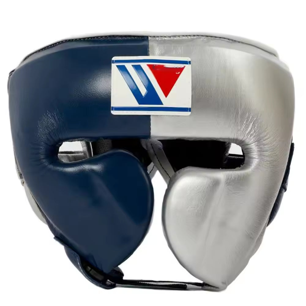 Winning Boxing Headgear Blue/Silver Premium Training Headguard